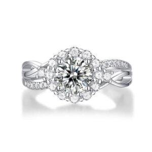 Nhẫn bạc nữ đính kim cương Moissanite Elfleda